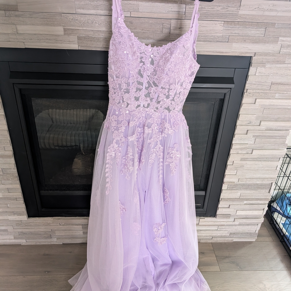 JJs House Lilac Embroidered Evening Prom, Quincenera, Bridal Dress - Picture 3 of 7